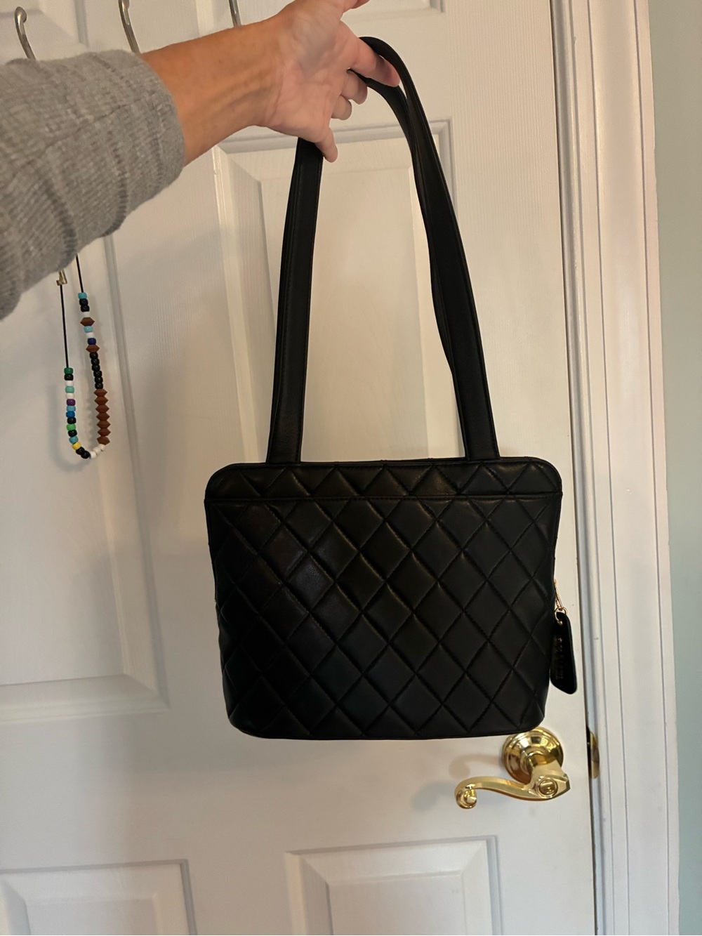 CHANEL Black Quilted Lamb Skin Shoulder Bag. Soft 🌸like new. With COA
